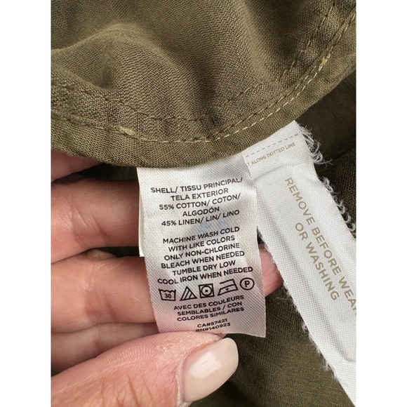 LOFT Olive Green Shirt Jacket Utility Pockets Button Down Long Sleeve M - Picture 4 of 7